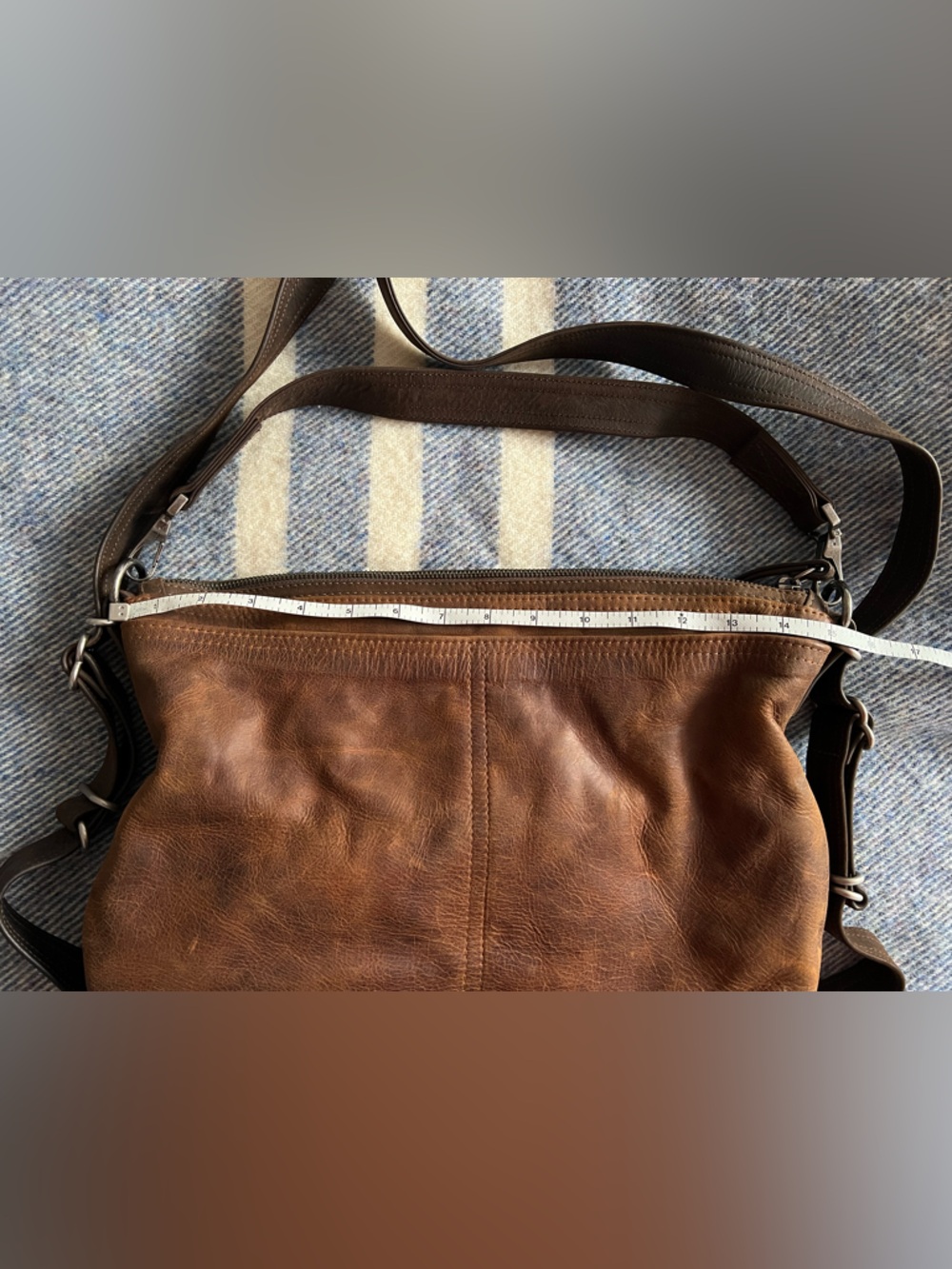 Rough & Tumble Custom Leather Purse, Vintage hobo OP Rustic Pecan, size medium - Picture 10 of 10